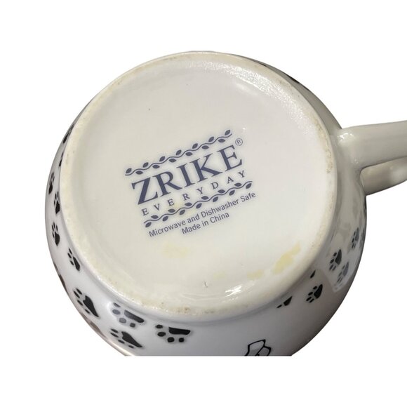 Zrike Everyday "Here Kitty" Mugs Porcelain Paw Print Cat Set Of 3 White Black - Picture 3 of 6